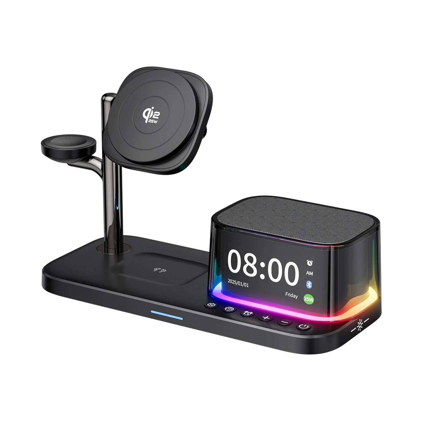 Qi2 3-in-1 Magnetic Charger Speaker Clock