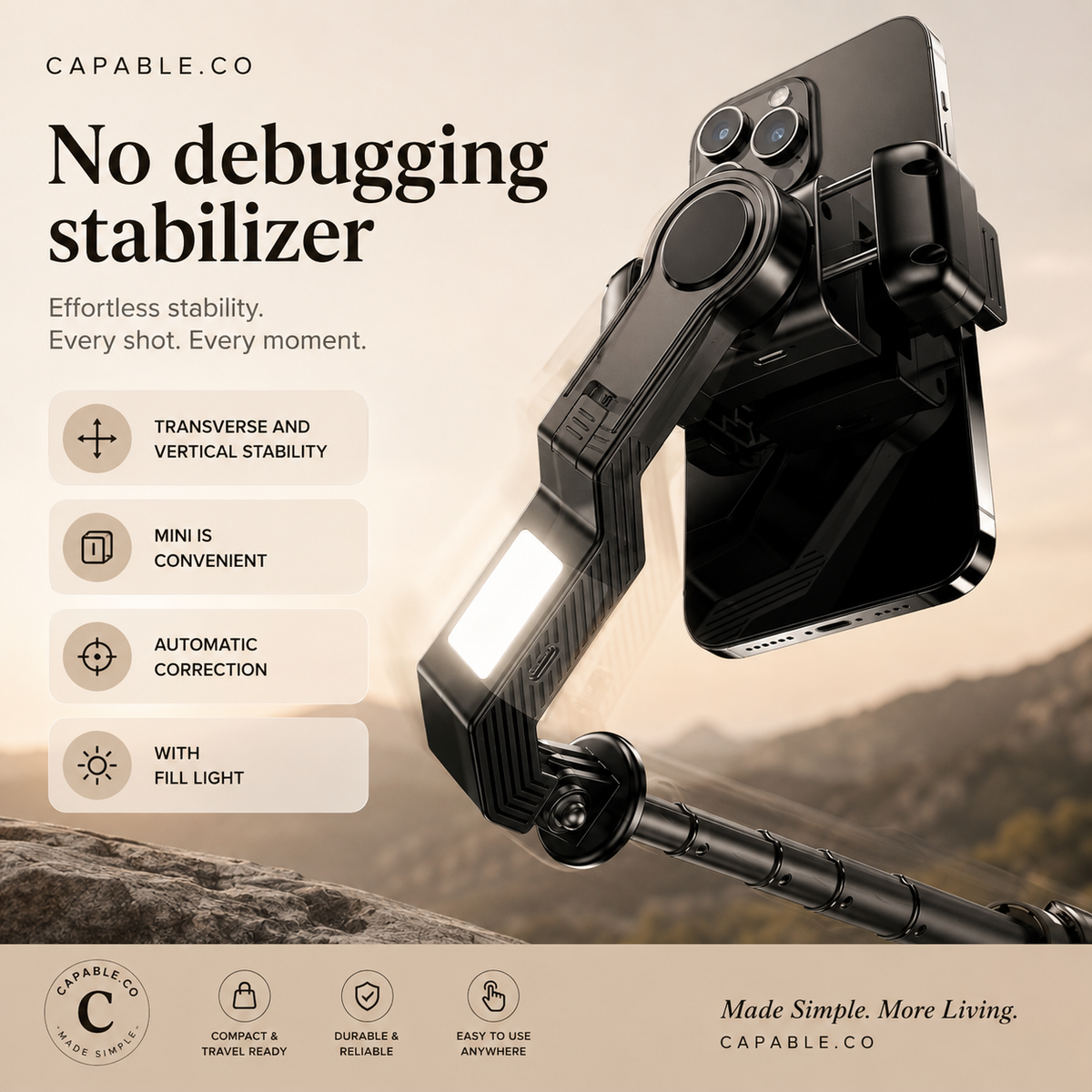 3-in-1 Smartphone Gimbal Stabilizer & Tripod