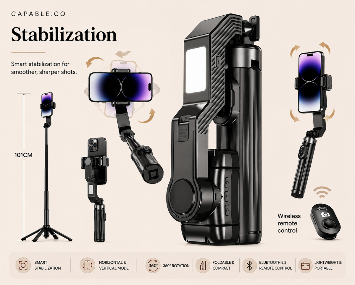 3-in-1 Smartphone Gimbal Stabilizer & Tripod
