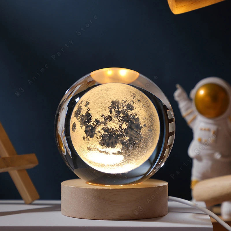 3D Crystal Ball Galaxy Night Light