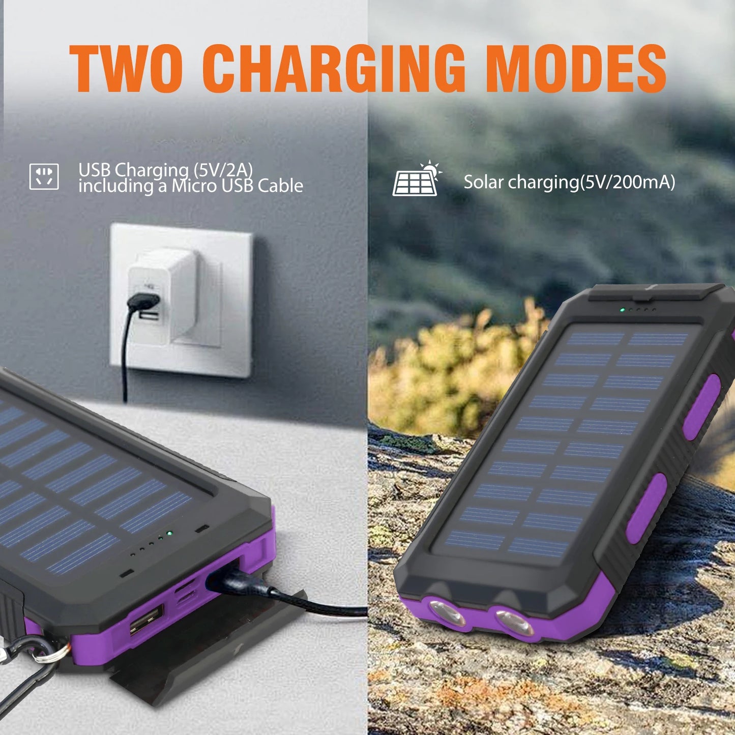 20000mAh Solar Power Bank with LED Light