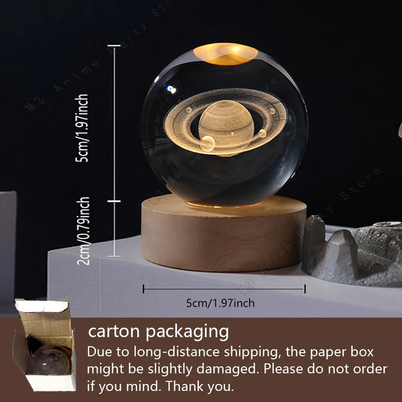 3D Crystal Ball Galaxy Night Light