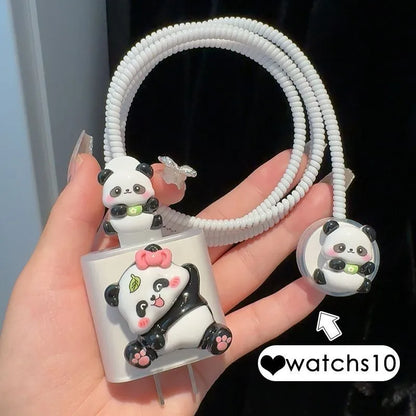 Cute Panda Apple Watch Charging Cable Protector