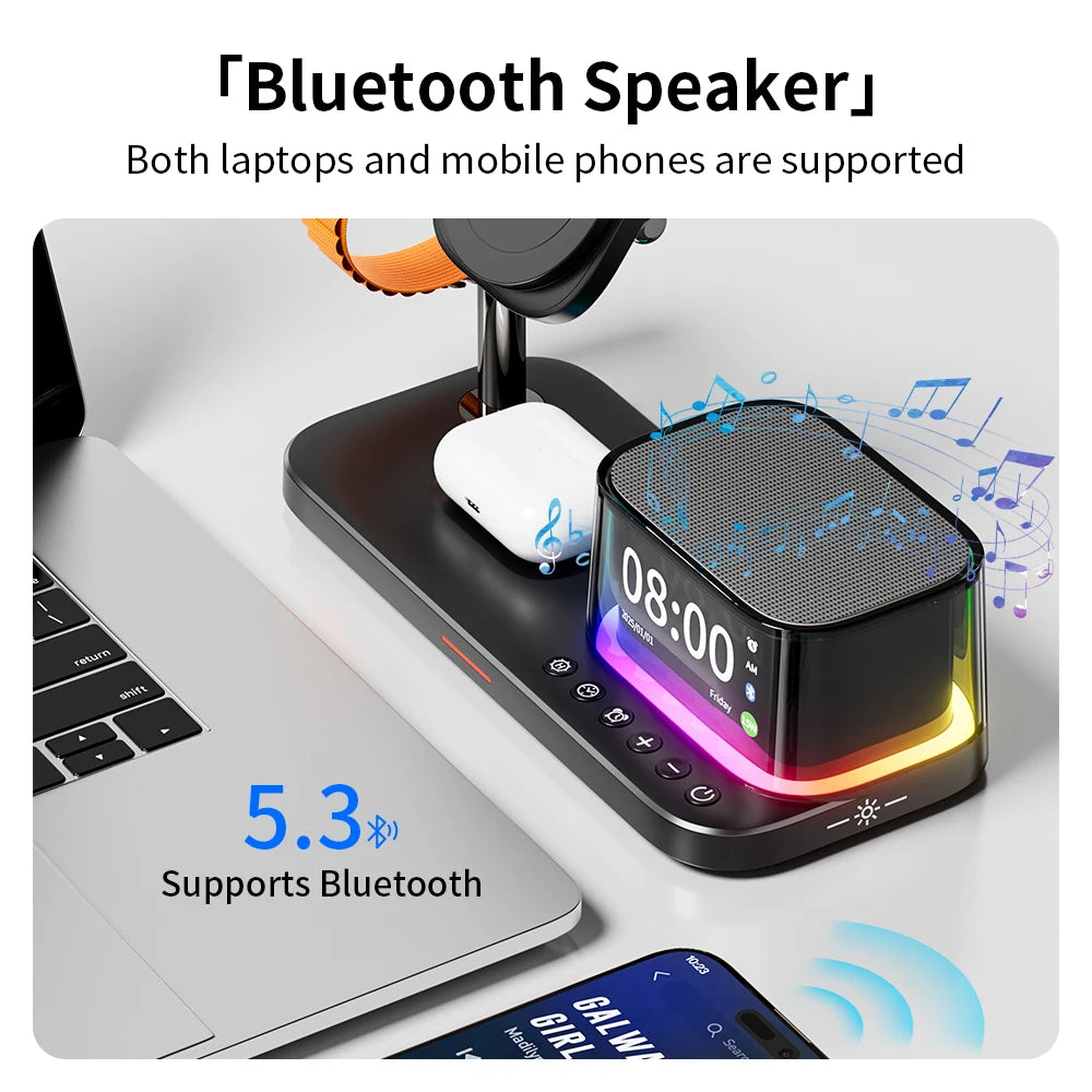 Qi2 3-in-1 Magnetic Charger Speaker Clock