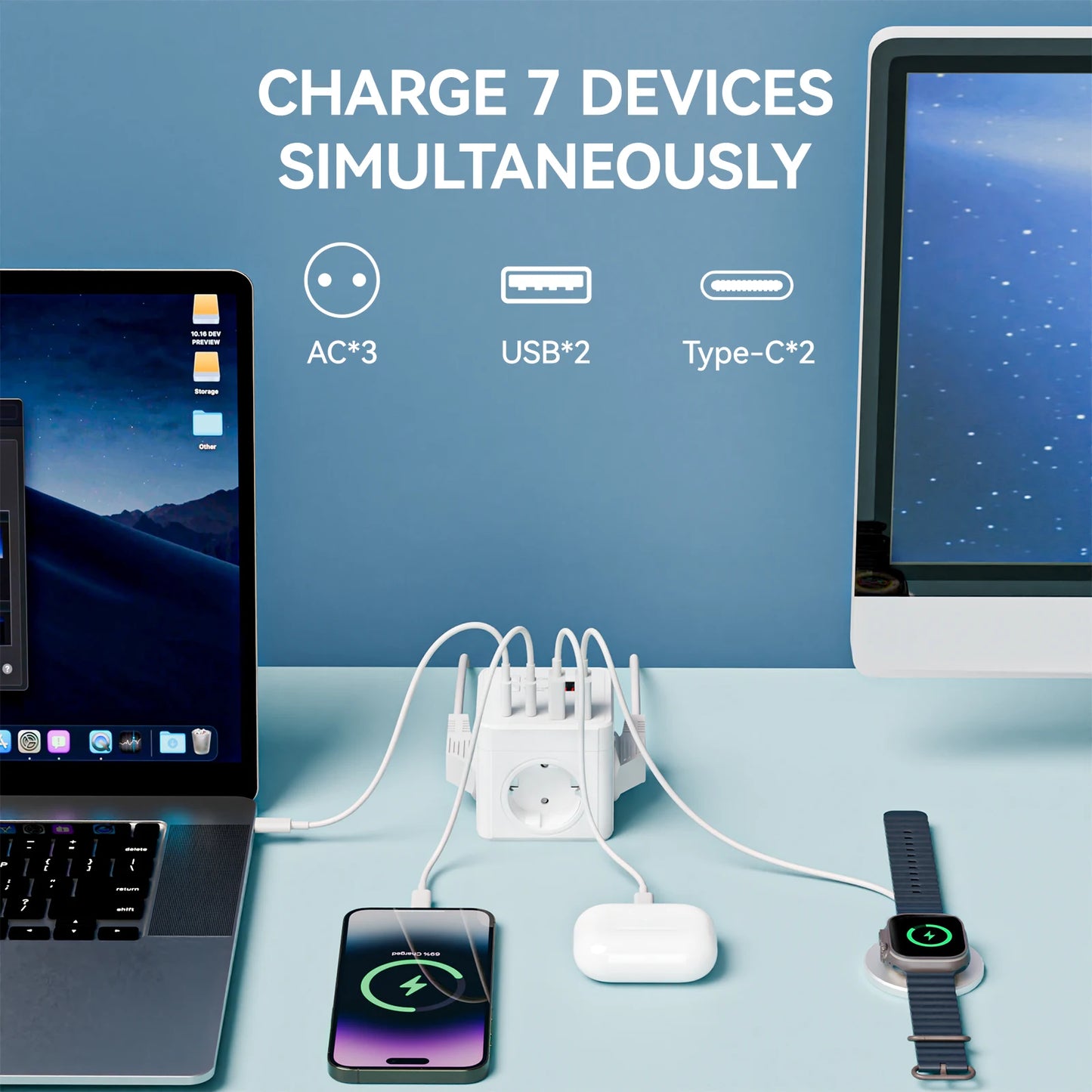 7-in-1 EU Surge Power Strip