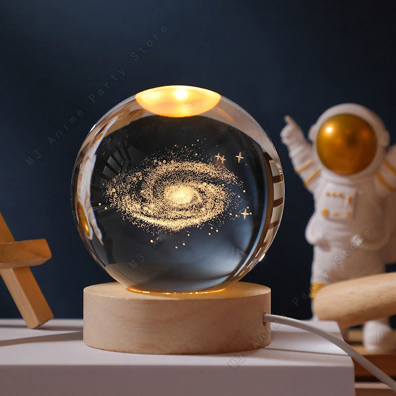 3D Crystal Ball Galaxy Night Light