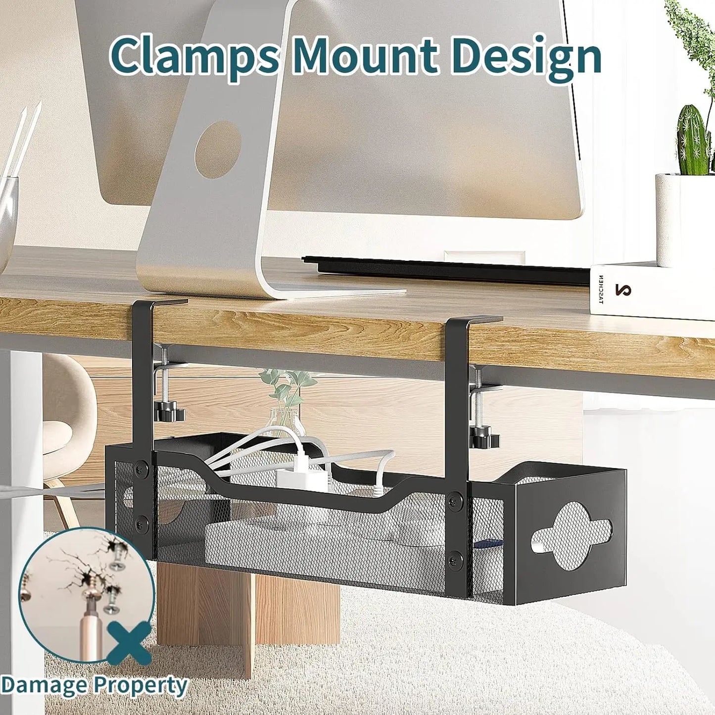 Under-Desk Cable Management Tray
