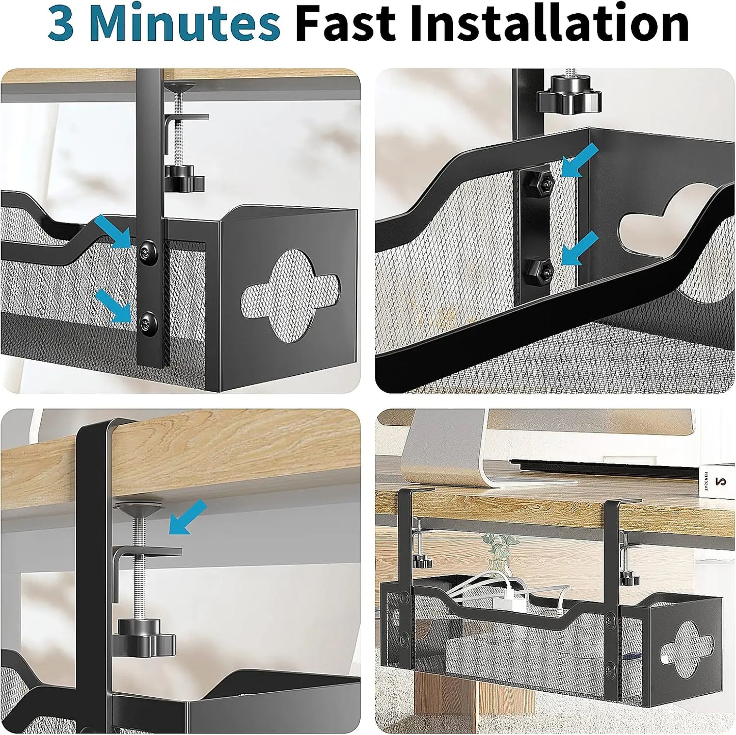 Under-Desk Cable Management Tray