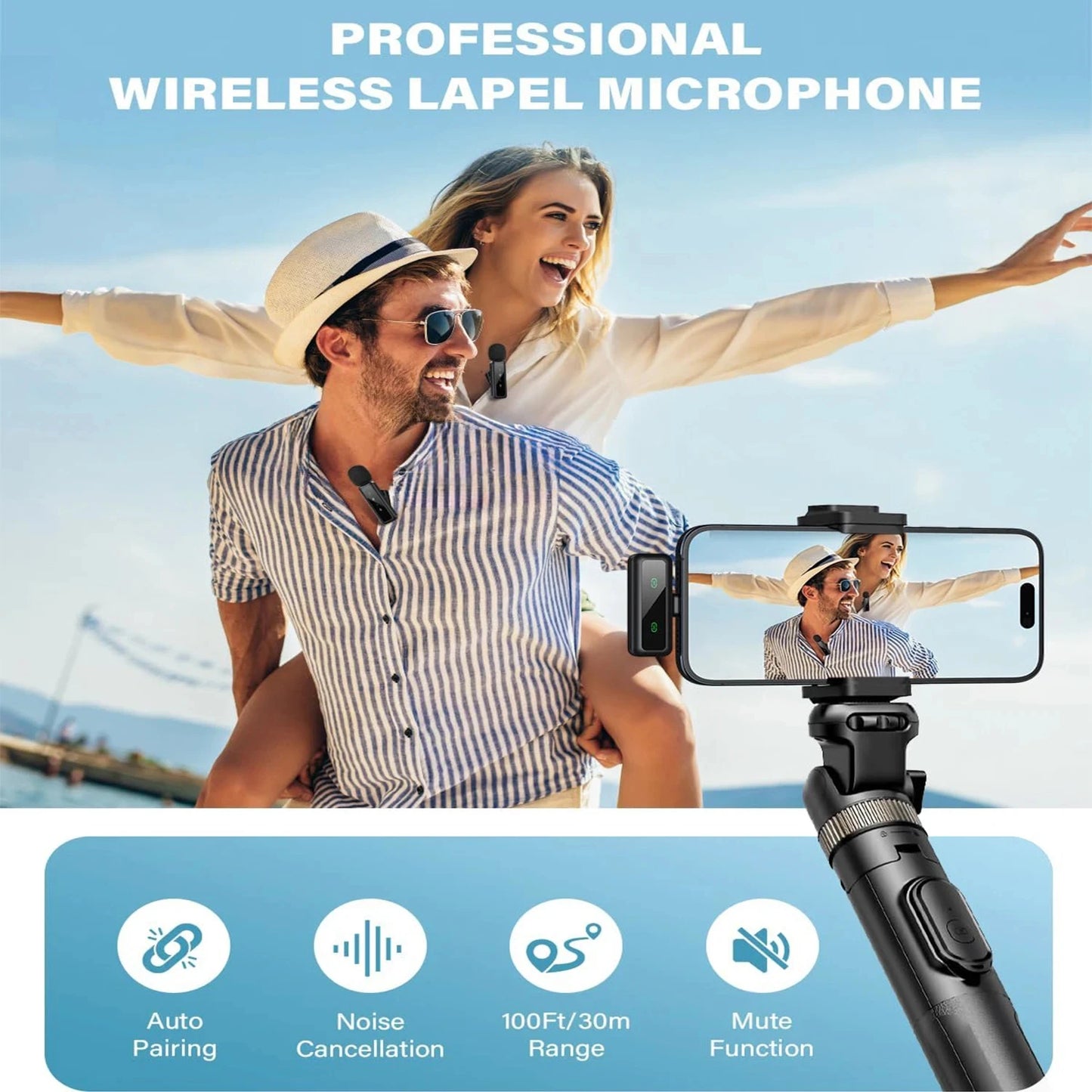 Wireless Lavalier Microphone with 80mAh Battery